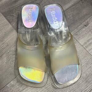 Vintage 90s Y2K Mudd Iridescent Chunky Kitten Heels Size 7.5